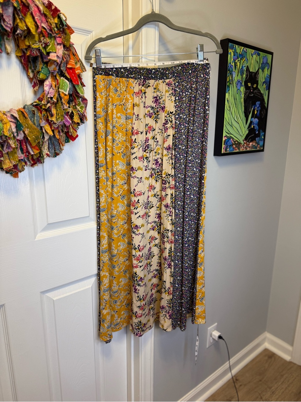 NATURAL LIFE Mixed Floral Patchwork Maxi Skirt - Yellow, Cream, Purple - Picture 2 of 7